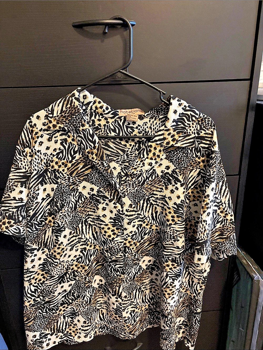 Notations Animal Print Blouse in Brown & Black Like New